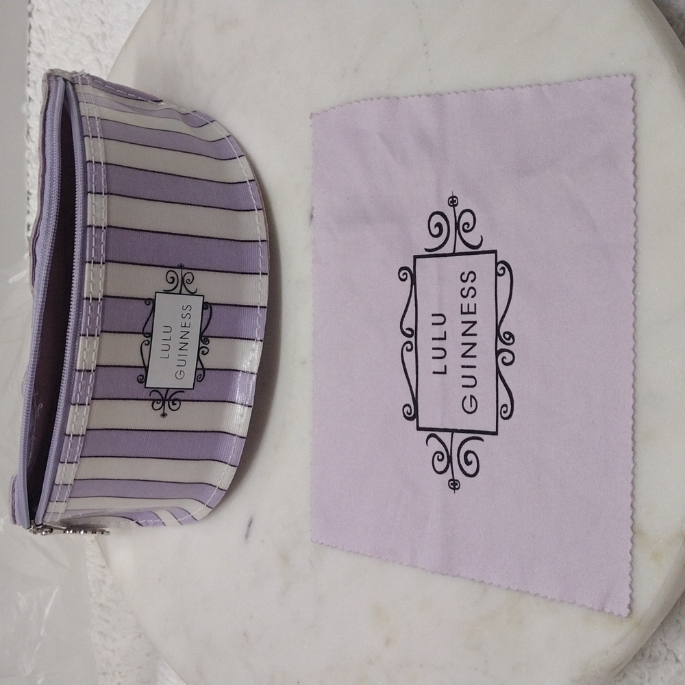Lulu Guinness Purple/White Stripe Soft Eyewear Case & Cleaning Cloth Only #3 - Picture 7 of 7